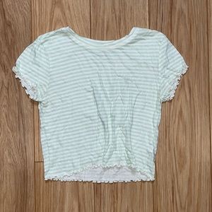 Pac Sun Mint Green Horizontal Striped Cropped Tee TBD Q